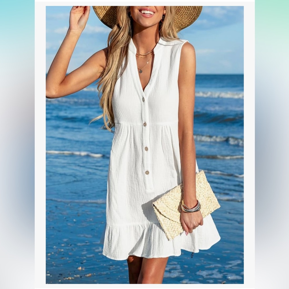 Cupshe White Button-Down Beach Coverup